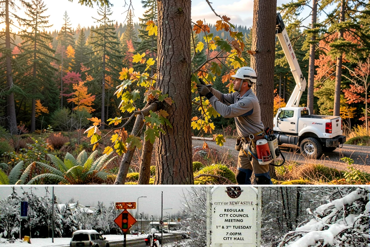 Confined-space tree removal in Newcastle, King County, WA - This service can be performed year-round in the Puget Sound climate but requires extra caution during wet seasons when ground...
