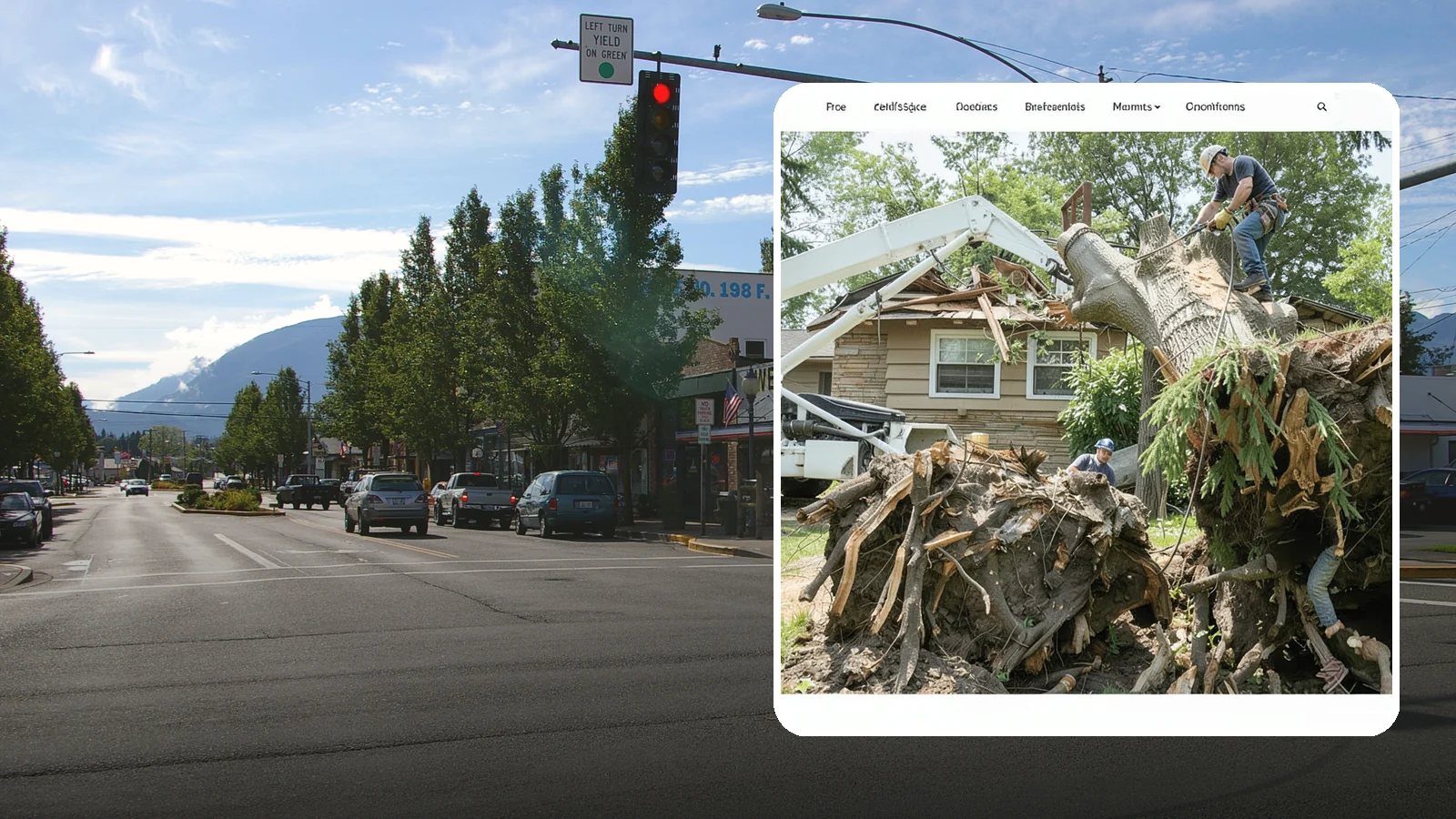 Confined-space tree removal in North Bend, King County, WA - The careful dismantling of trees in tight or restricted areas.