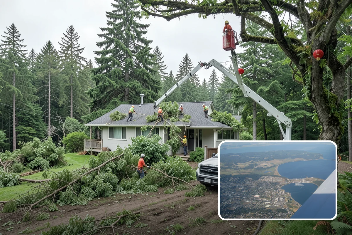 Confined-space tree removal in Oak Harbor, Island County, WA - Removes safety hazards and reduces liability