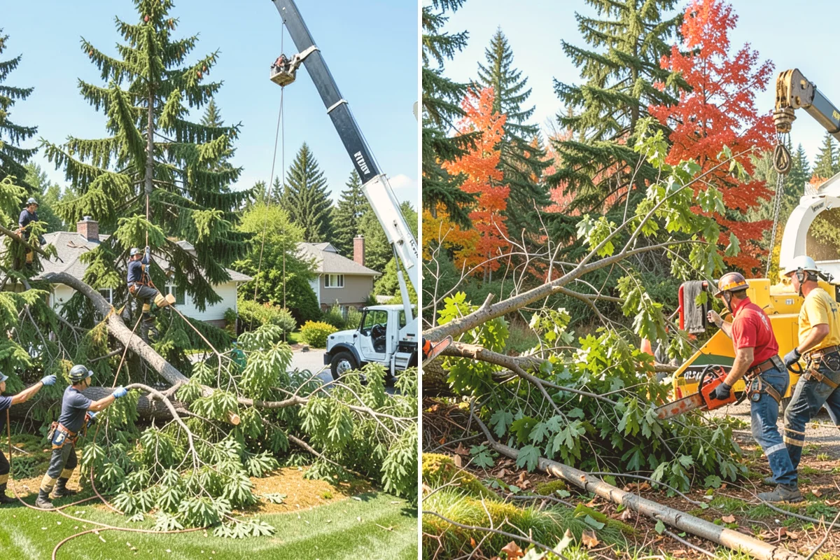 Confined-space tree removal in Orting, Pierce County, WA - On-site assessment and hazard evaluation