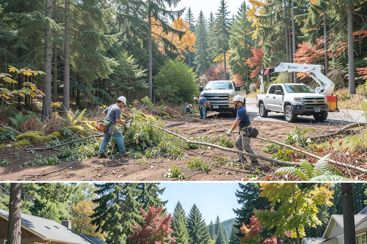 Confined-space tree removal in Orting, Pierce County, WA - This service can be performed year-round in the Puget Sound climate but requires extra caution during wet seasons when ground...