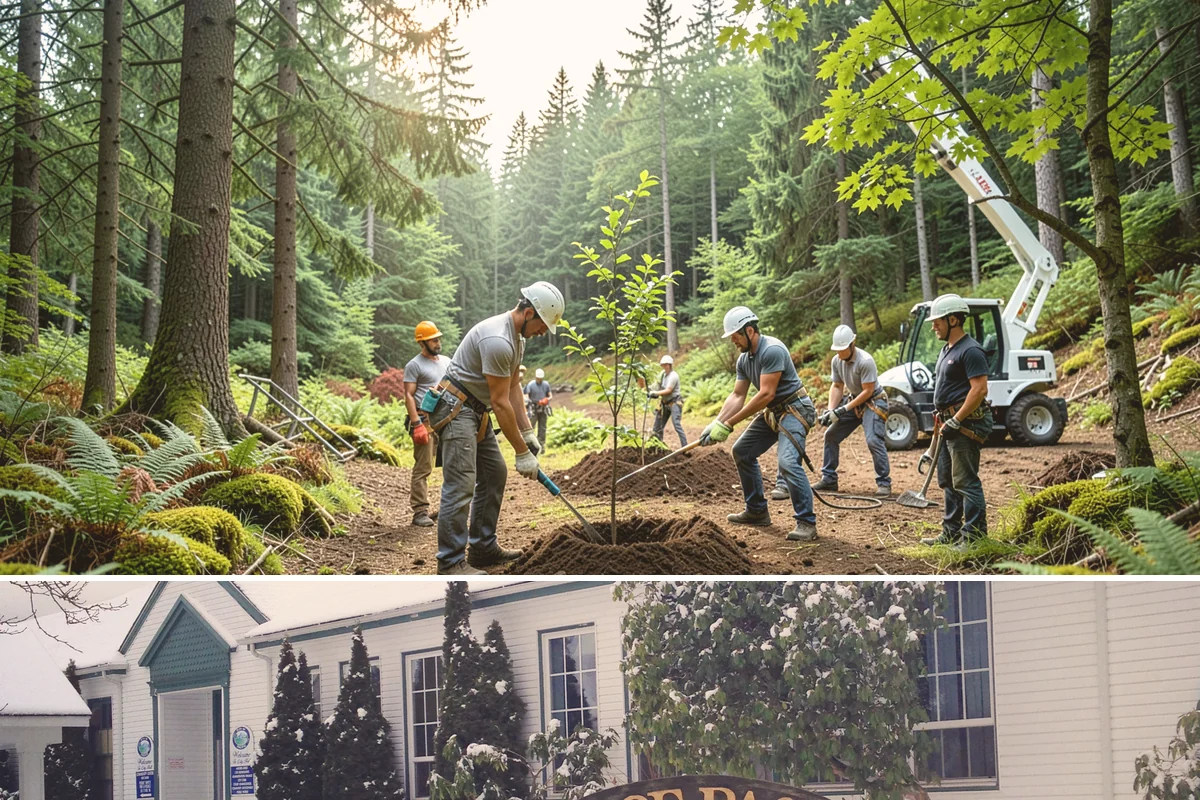 Confined-space tree removal in Pacific, King County, WA - This service can be performed year-round in the Puget Sound climate but requires extra caution during wet seasons when ground...