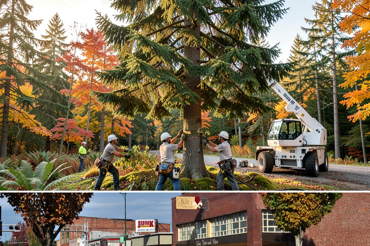 Confined-space tree removal in Puyallup, Pierce County, WA - This service can be performed year-round in the Puget Sound climate but requires extra caution during wet seasons when ground...