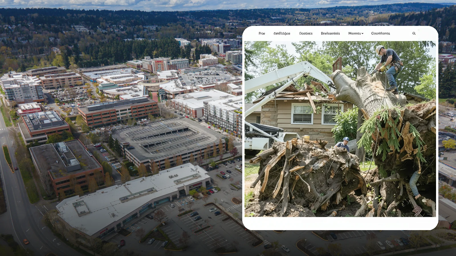 Confined-space tree removal in Redmond, King County, WA - The careful dismantling of trees in tight or restricted areas.