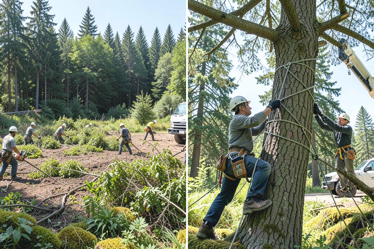 Confined-space tree removal in Roy, Pierce County, WA - On-site assessment and hazard evaluation