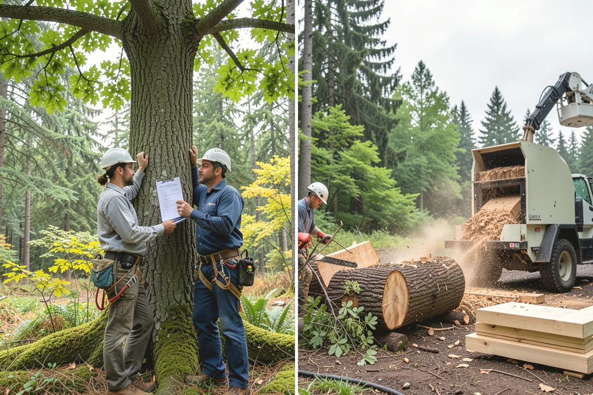 Confined-space tree removal in Ruston, Pierce County, WA - On-site assessment and hazard evaluation