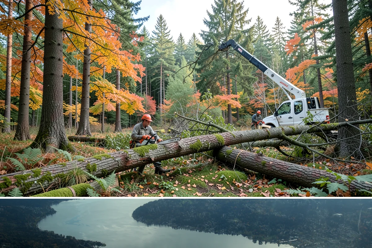 Confined-space tree removal in Sammamish, King County, WA - This service can be performed year-round in the Puget Sound climate but requires extra caution during wet seasons when ground...