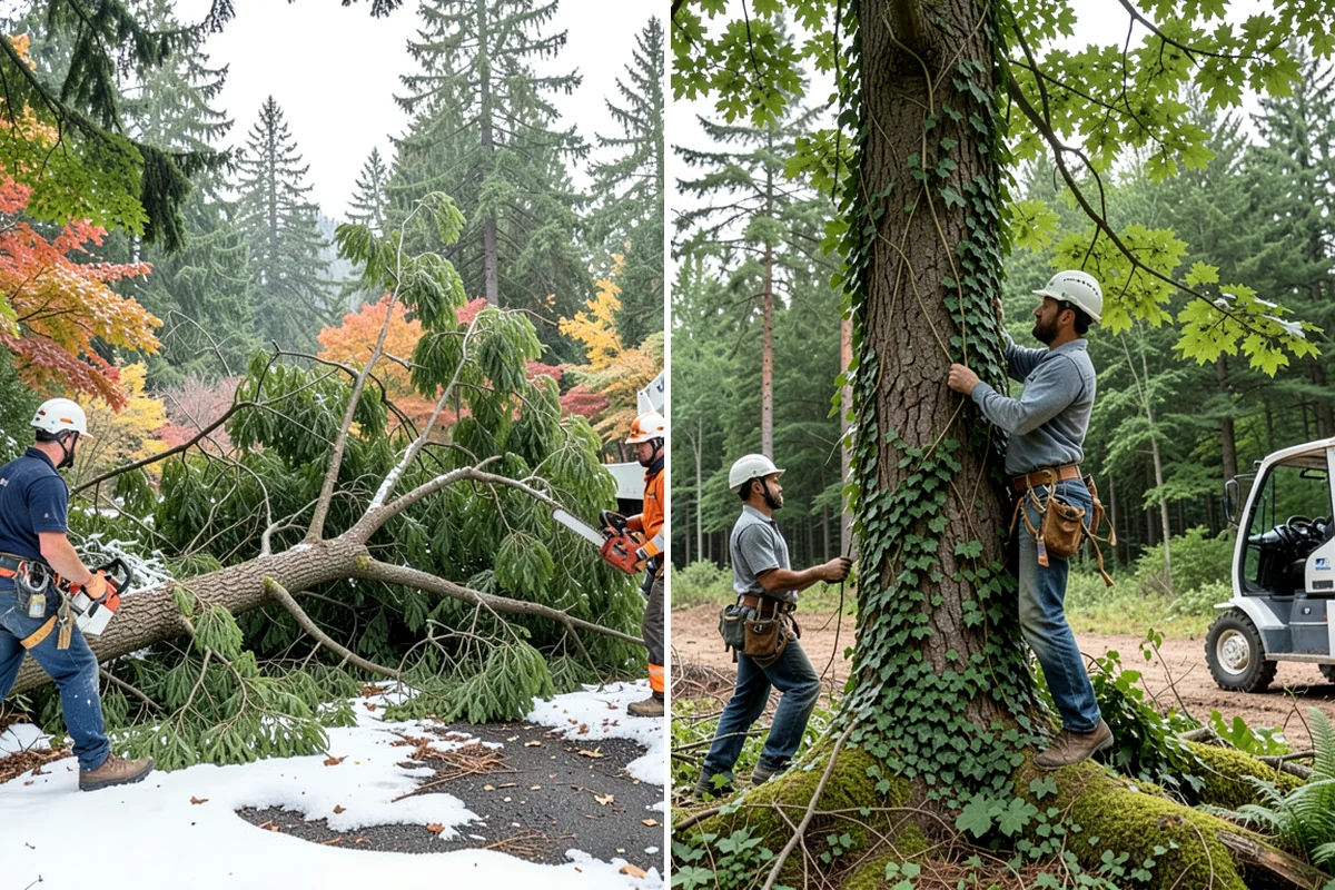 Confined-space tree removal in SeaTac, King County, WA - On-site assessment and hazard evaluation