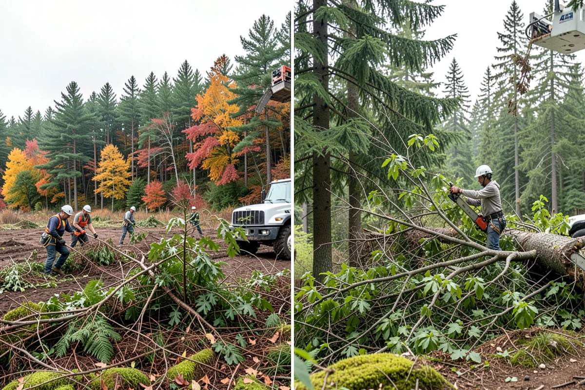 Confined-space tree removal in Shoreline, King County, WA - On-site assessment and hazard evaluation