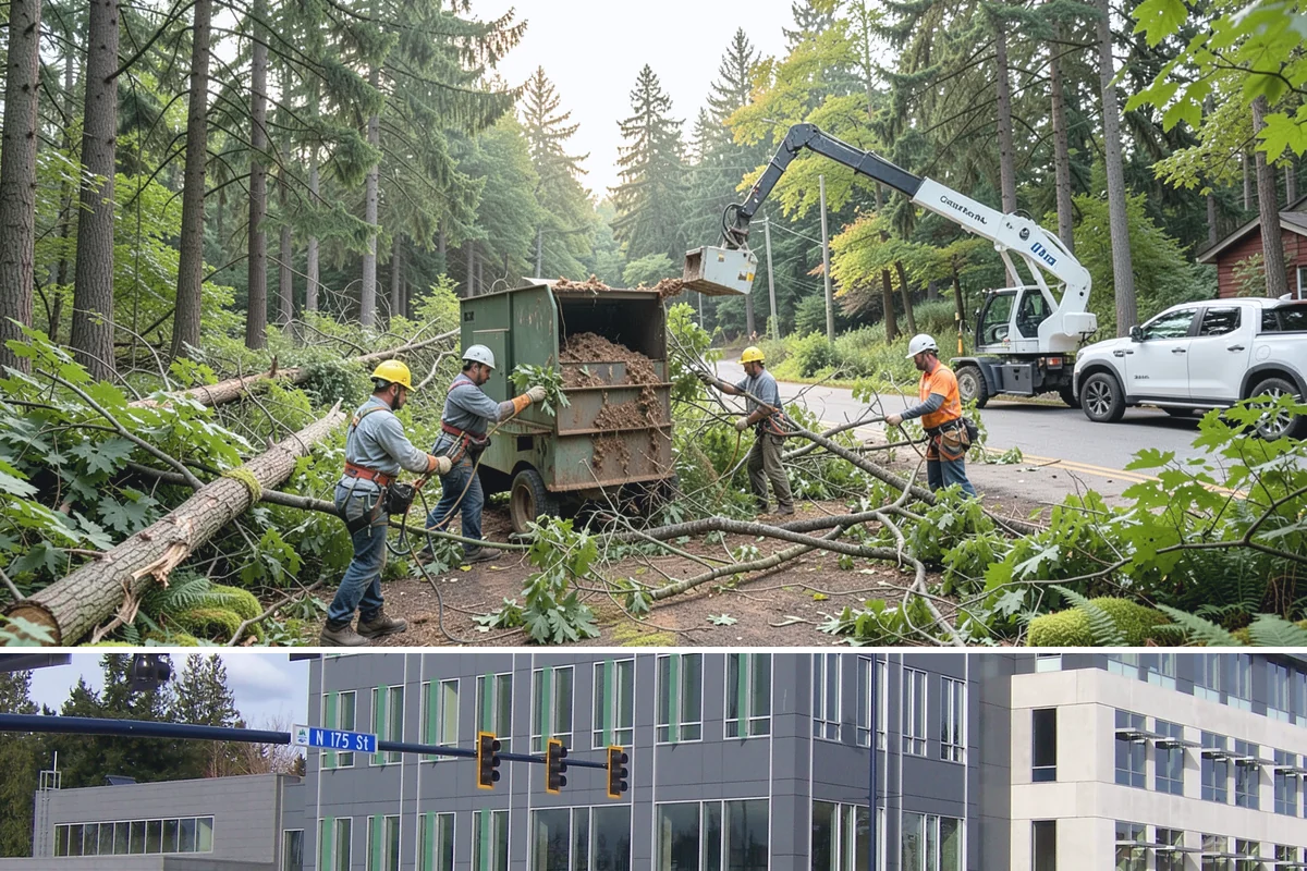 Confined-space tree removal in Shoreline, King County, WA - This service can be performed year-round in the Puget Sound climate but requires extra caution during wet seasons when ground...