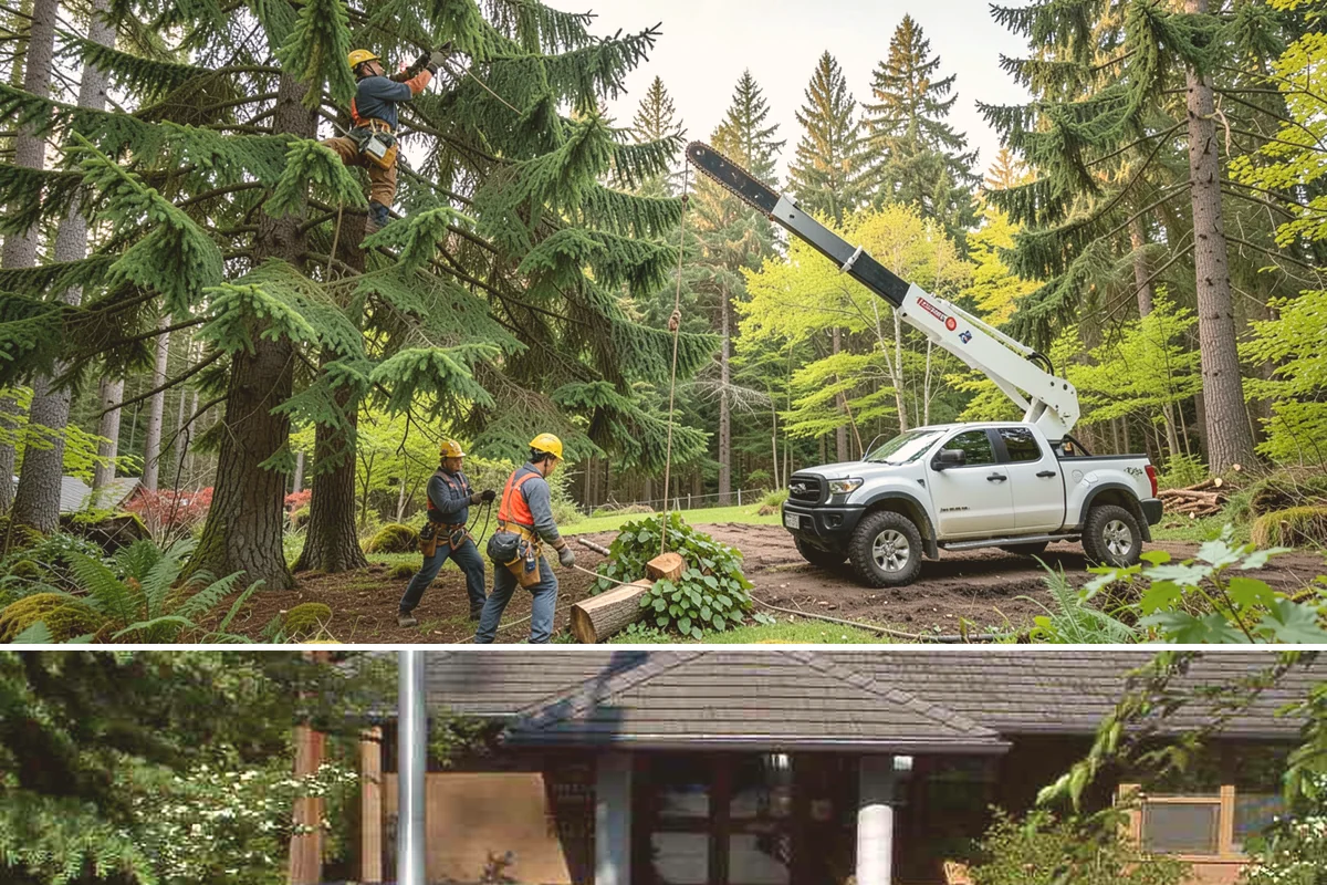 Confined-space tree removal in Yarrow Point, King County, WA - This service can be performed year-round in the Puget Sound climate but requires extra caution during wet seasons when ground...