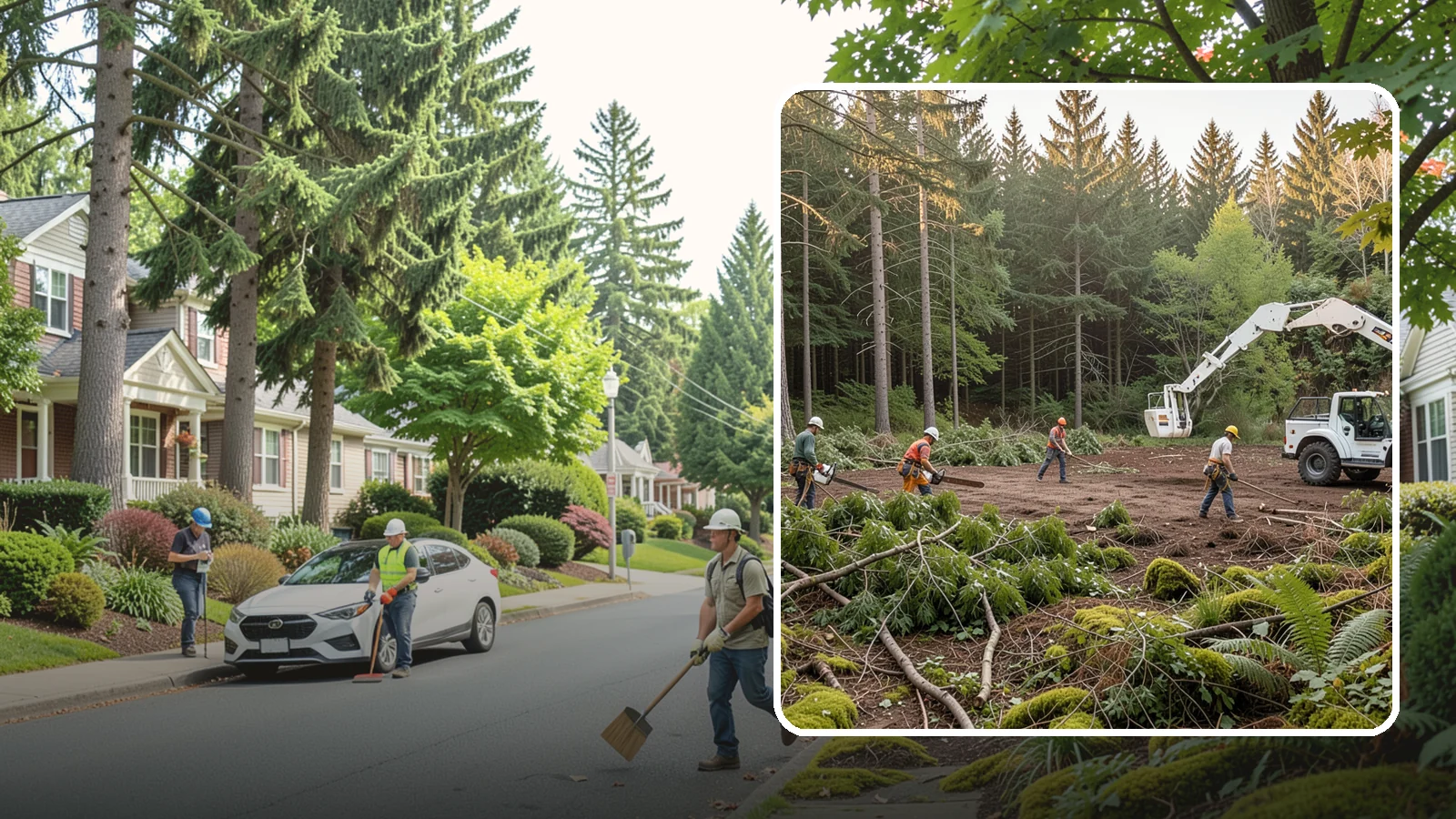 Construction Clearance in Beaux Arts Village, King County, WA - The clearing of trees and vegetation to provide access and space for construction.