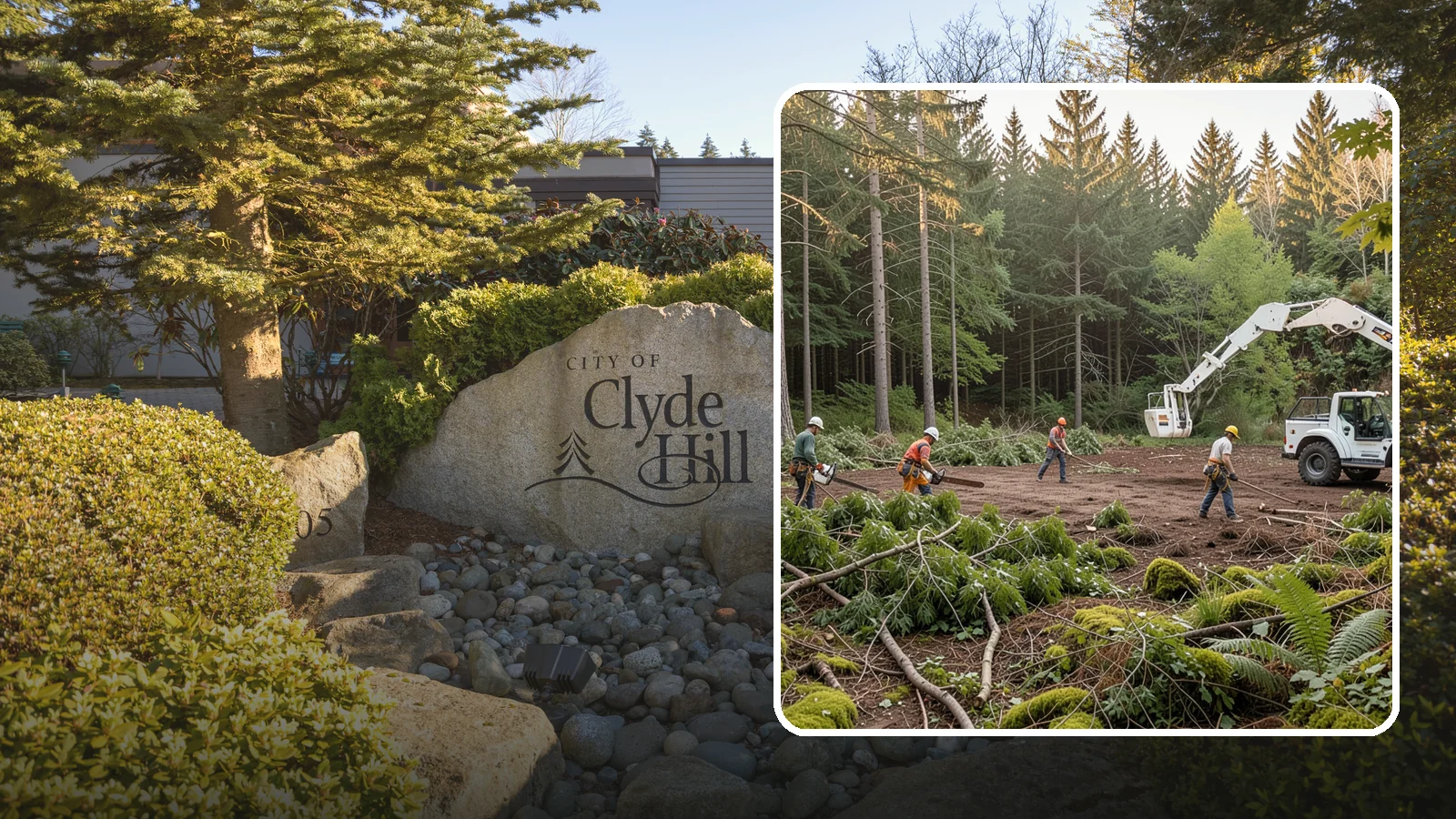 Construction Clearance in Clyde Hill, King County, WA - The clearing of trees and vegetation to provide access and space for construction.