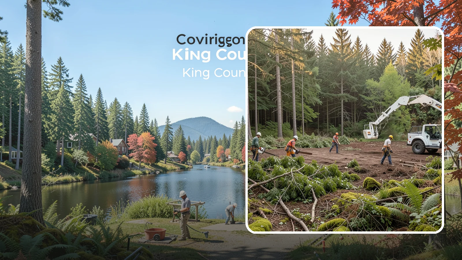 Construction Clearance in Covington, King County, WA - The clearing of trees and vegetation to provide access and space for construction.