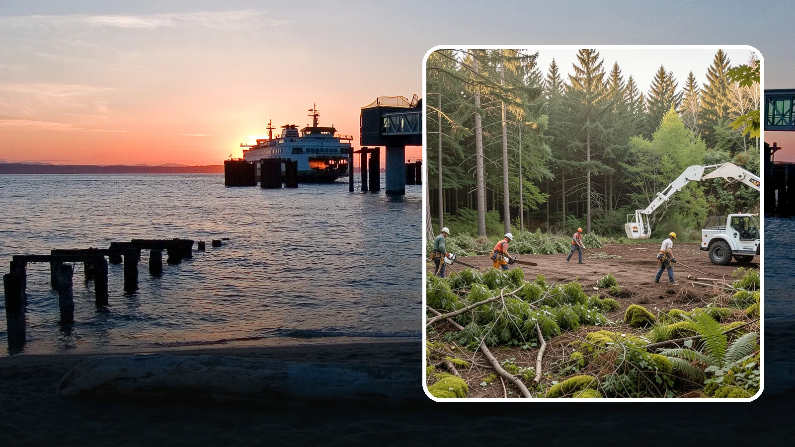 Construction Clearance in Edmonds, Snohomish County, WA - The clearing of trees and vegetation to provide access and space for construction.