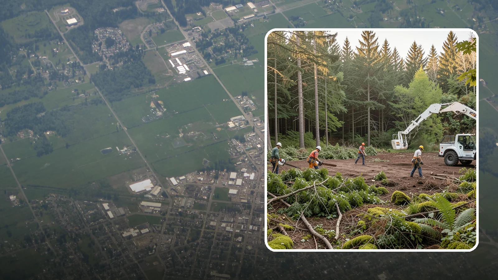 Construction Clearance in Enumclaw, King County, WA - The clearing of trees and vegetation to provide access and space for construction.