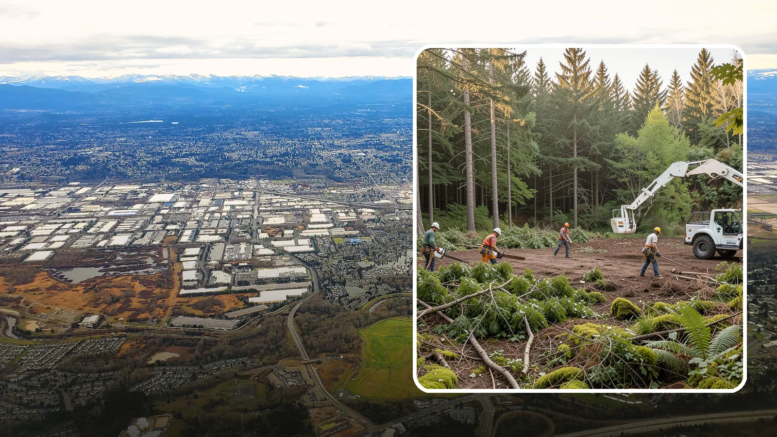Construction Clearance in Kent, King County, WA - The clearing of trees and vegetation to provide access and space for construction.