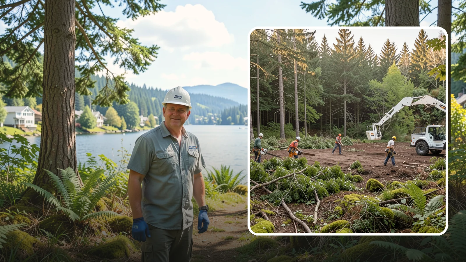 Construction Clearance in Milton, King County, WA - The clearing of trees and vegetation to provide access and space for construction.