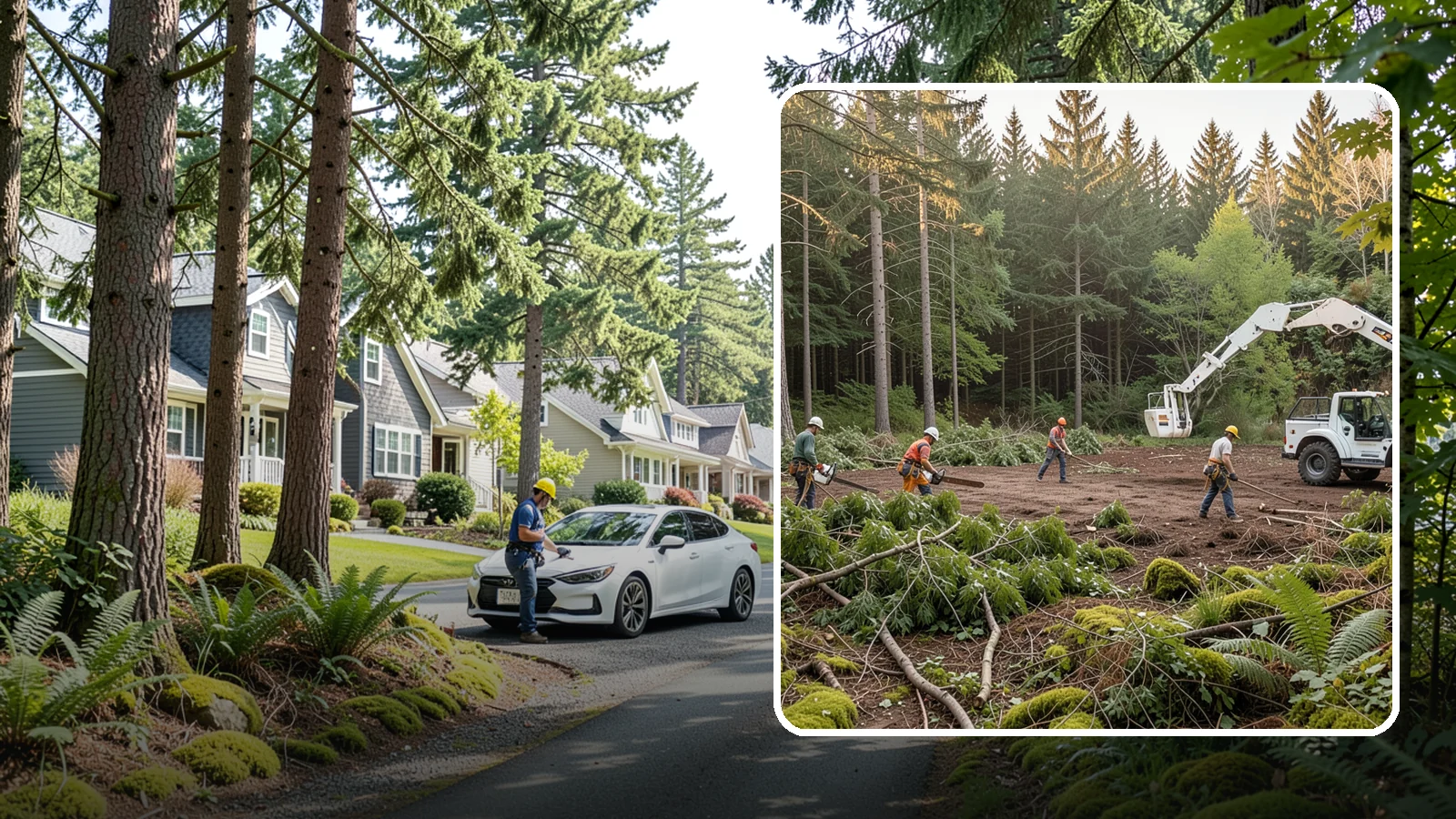 Construction Clearance in Normandy Park, King County, WA - The clearing of trees and vegetation to provide access and space for construction.