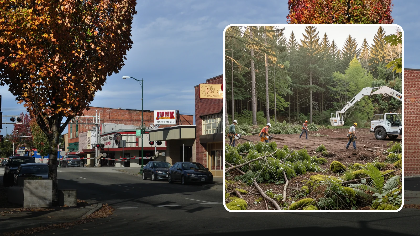 Construction Clearance in Puyallup, Pierce County, WA - The clearing of trees and vegetation to provide access and space for construction.