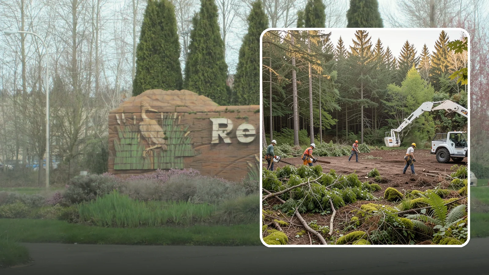 Construction Clearance in Renton, King County, WA - The clearing of trees and vegetation to provide access and space for construction.