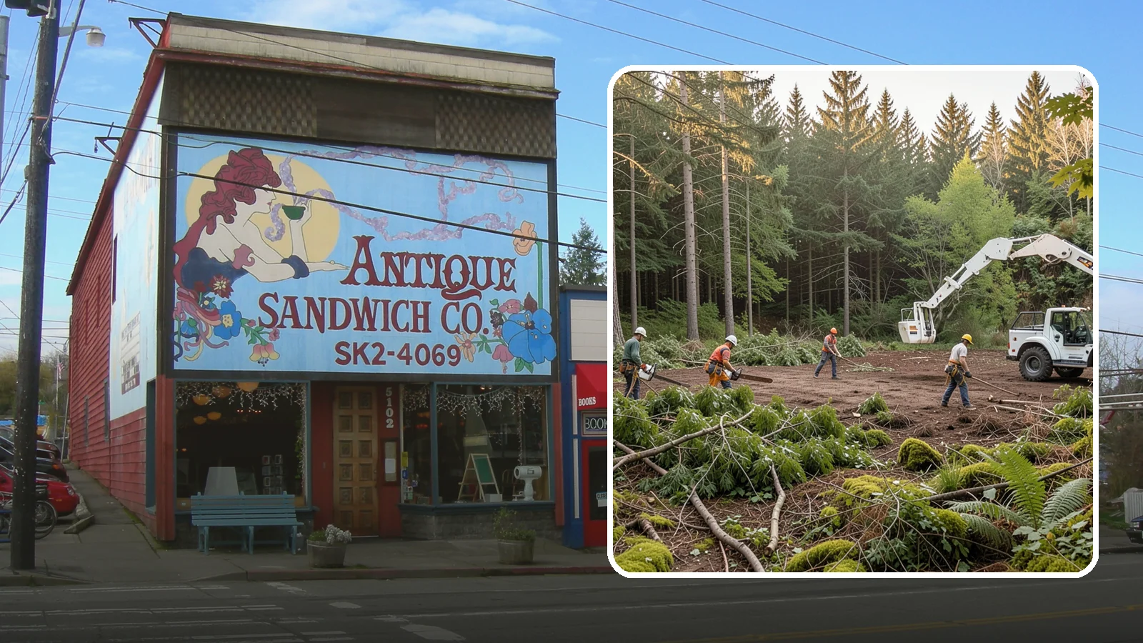 Construction Clearance in Ruston, Pierce County, WA - The clearing of trees and vegetation to provide access and space for construction.