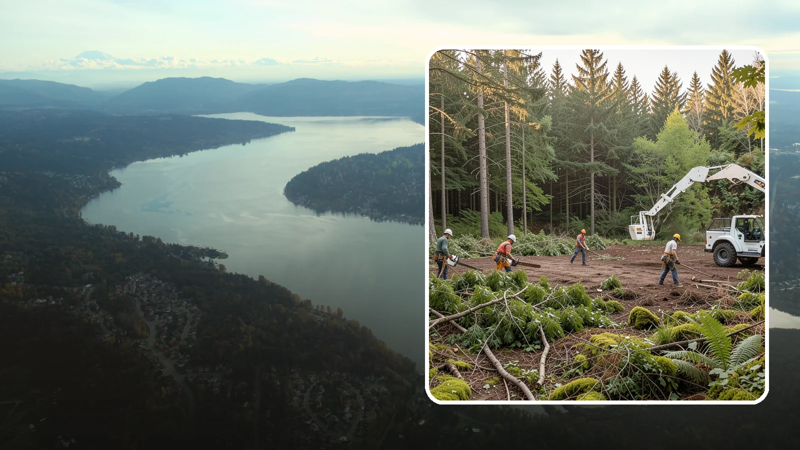 Construction Clearance in Sammamish, King County, WA - The clearing of trees and vegetation to provide access and space for construction.