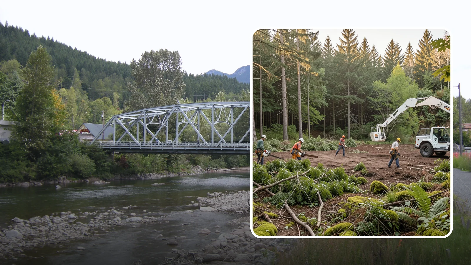 Construction Clearance in Skykomish, King County, WA - The clearing of trees and vegetation to provide access and space for construction.