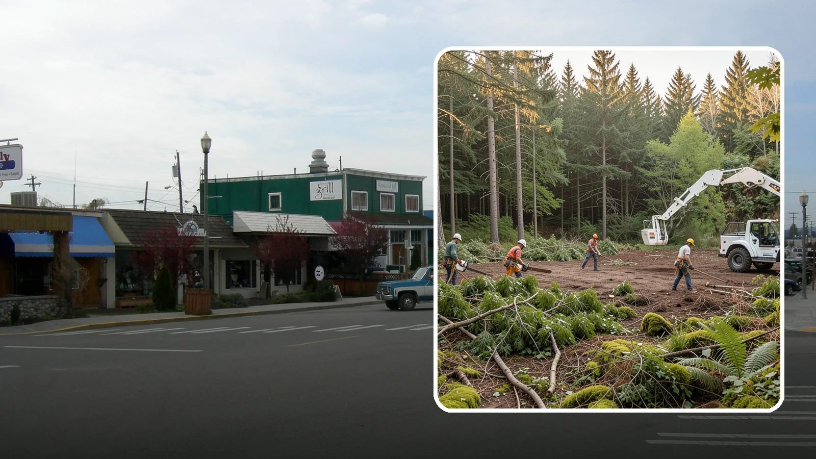 Construction Clearance in Stanwood, Snohomish County, WA - The clearing of trees and vegetation to provide access and space for construction.
