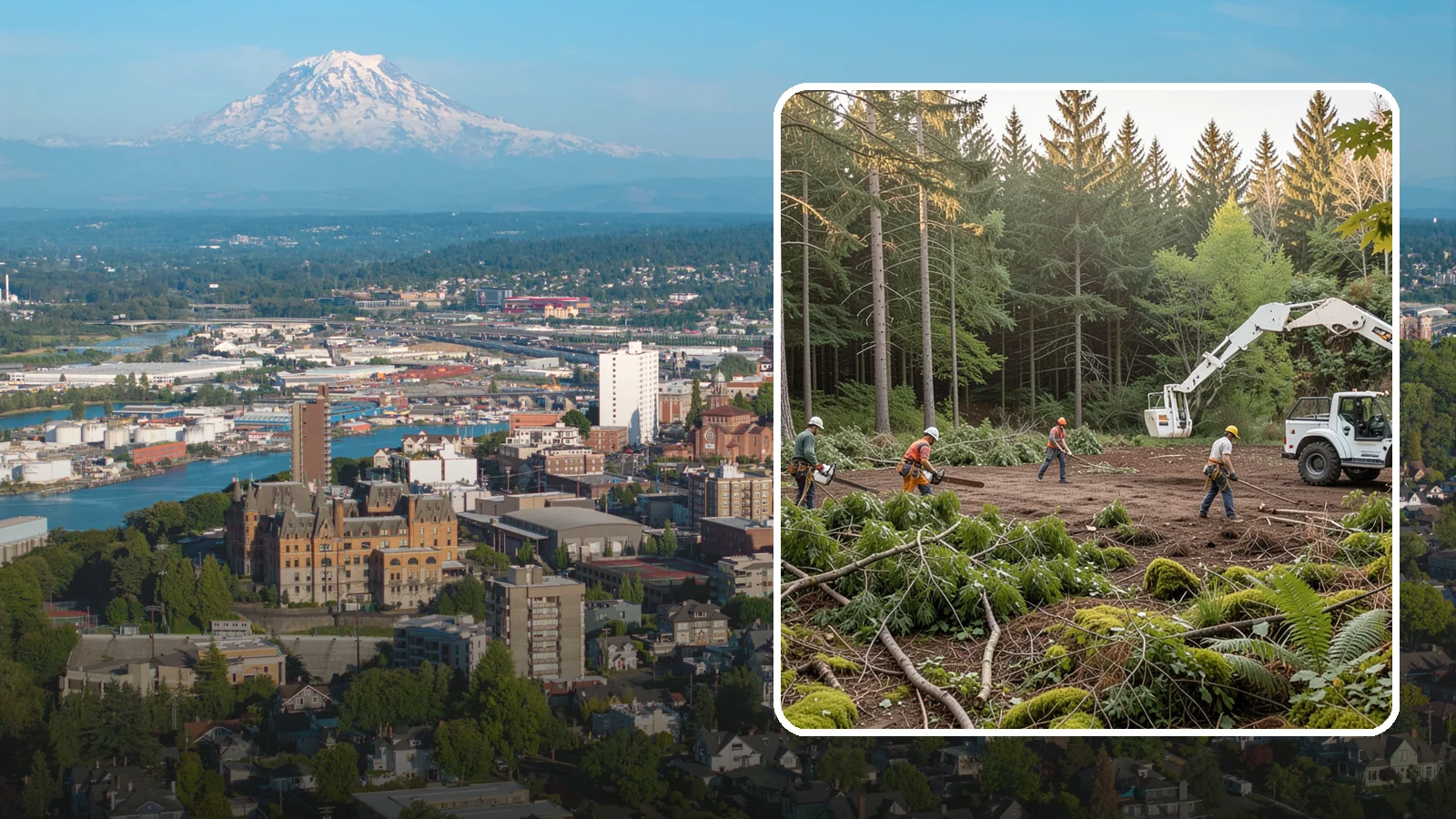 Construction Clearance in Tacoma, Pierce County, WA - The clearing of trees and vegetation to provide access and space for construction.