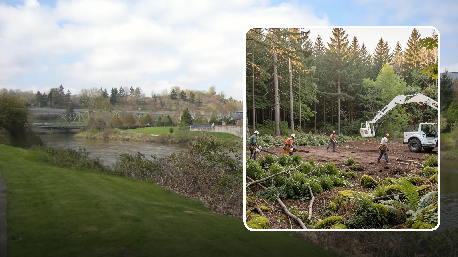 Construction Clearance in Tukwila, King County, WA - The clearing of trees and vegetation to provide access and space for construction.