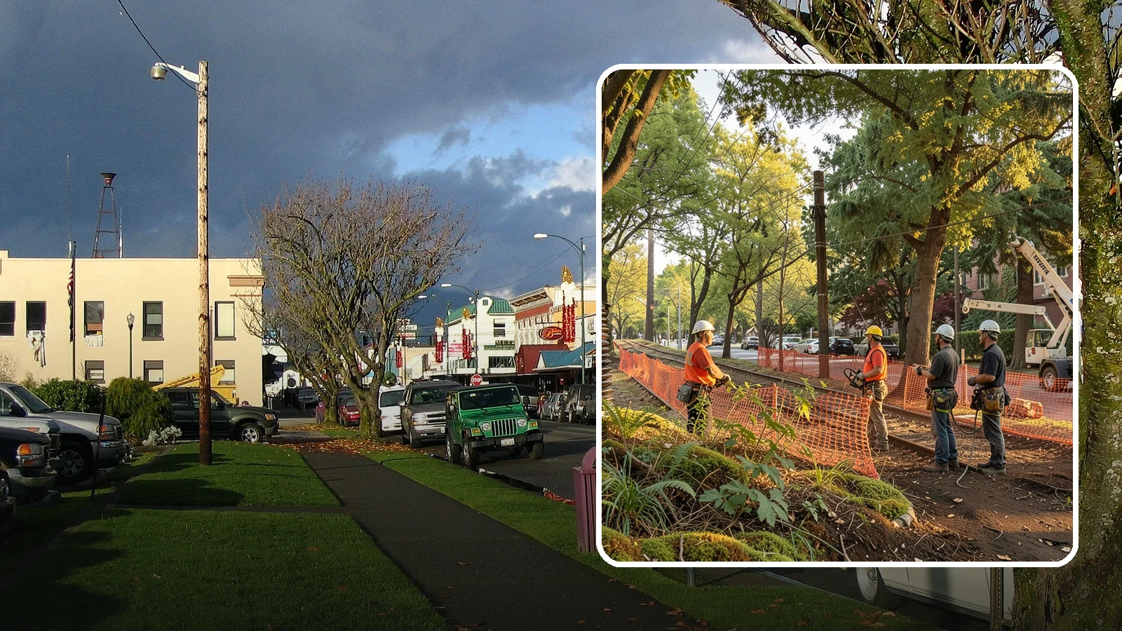 Construction tree protection fencing in Arlington, Snohomish County, WA - The installation of protective fencing around tree protection zones.