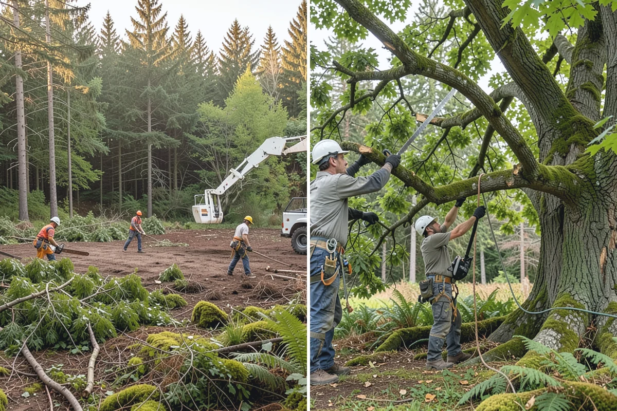 Construction tree protection fencing in Auburn, King County, WA - Identify trees to retain and their protection zones