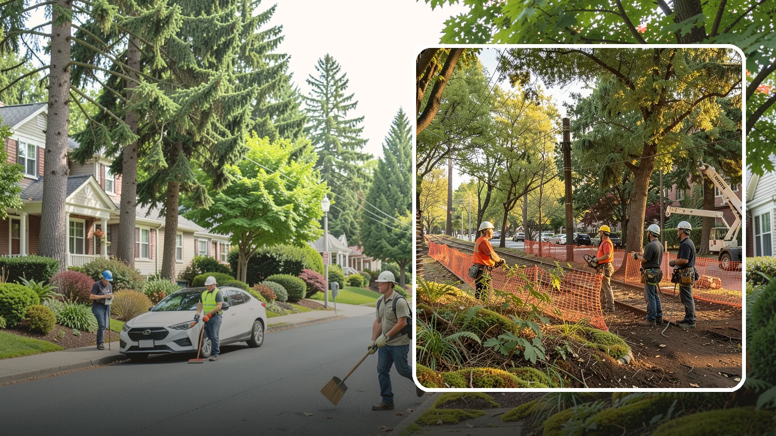 Construction tree protection fencing in Beaux Arts Village, King County, WA - The installation of protective fencing around tree protection zones.