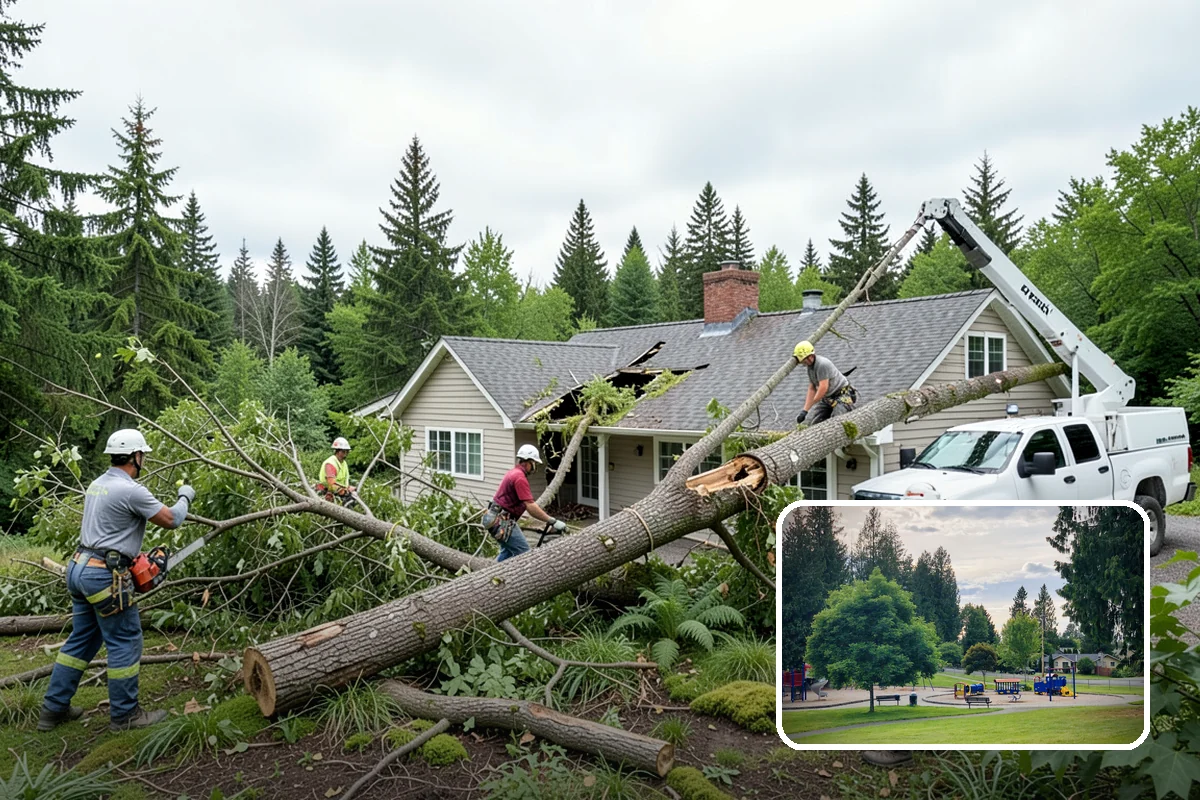 Construction tree protection fencing in Bonney Lake, Pierce County, WA - Protects valued trees during projects