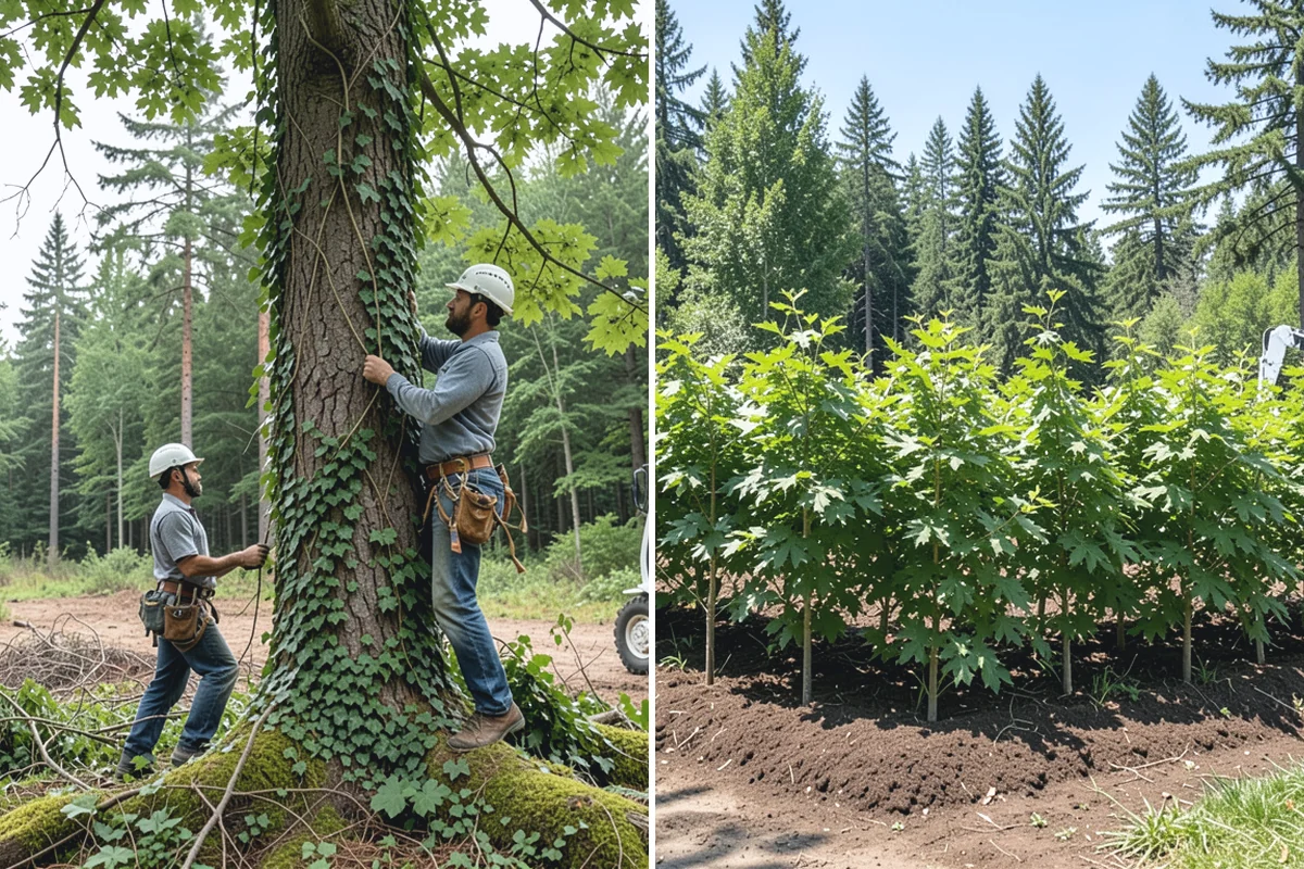 Construction tree protection fencing in Bonney Lake, Pierce County, WA - Identify trees to retain and their protection zones