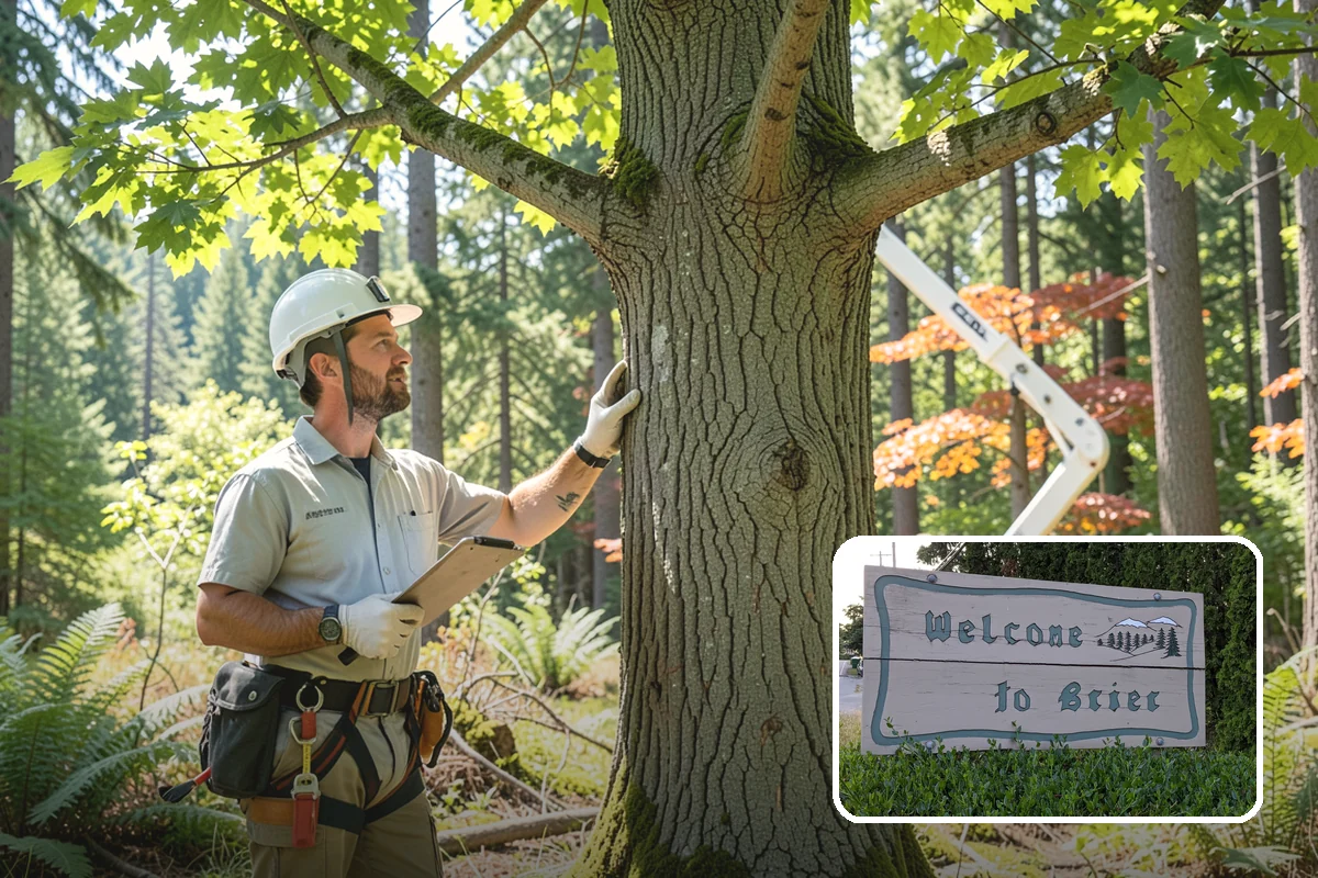 Construction tree protection fencing in Brier, Snohomish County, WA - Protects valued trees during projects