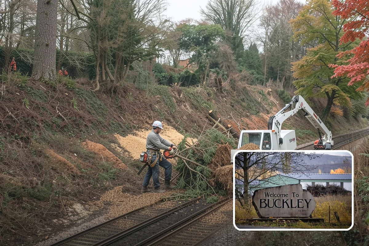 Construction tree protection fencing in Buckley, Pierce County, WA - Protects valued trees during projects