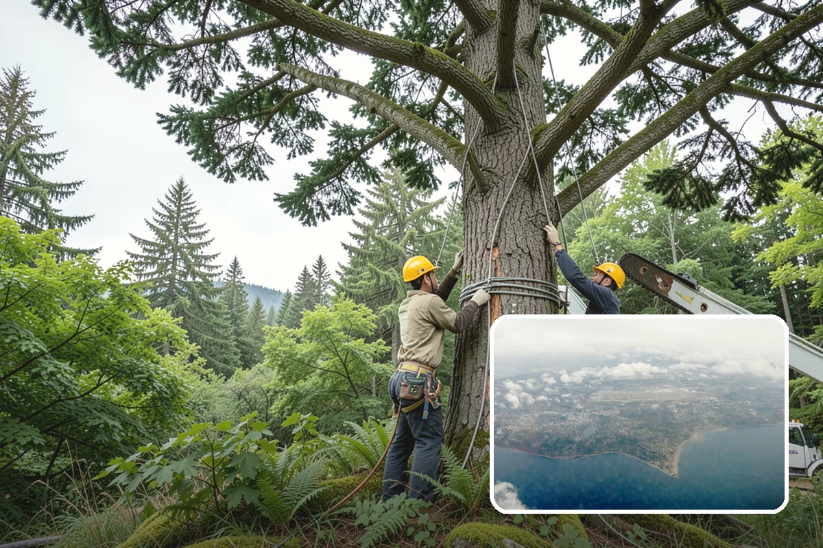 Construction tree protection fencing in Burien, King County, WA - Protects valued trees during projects