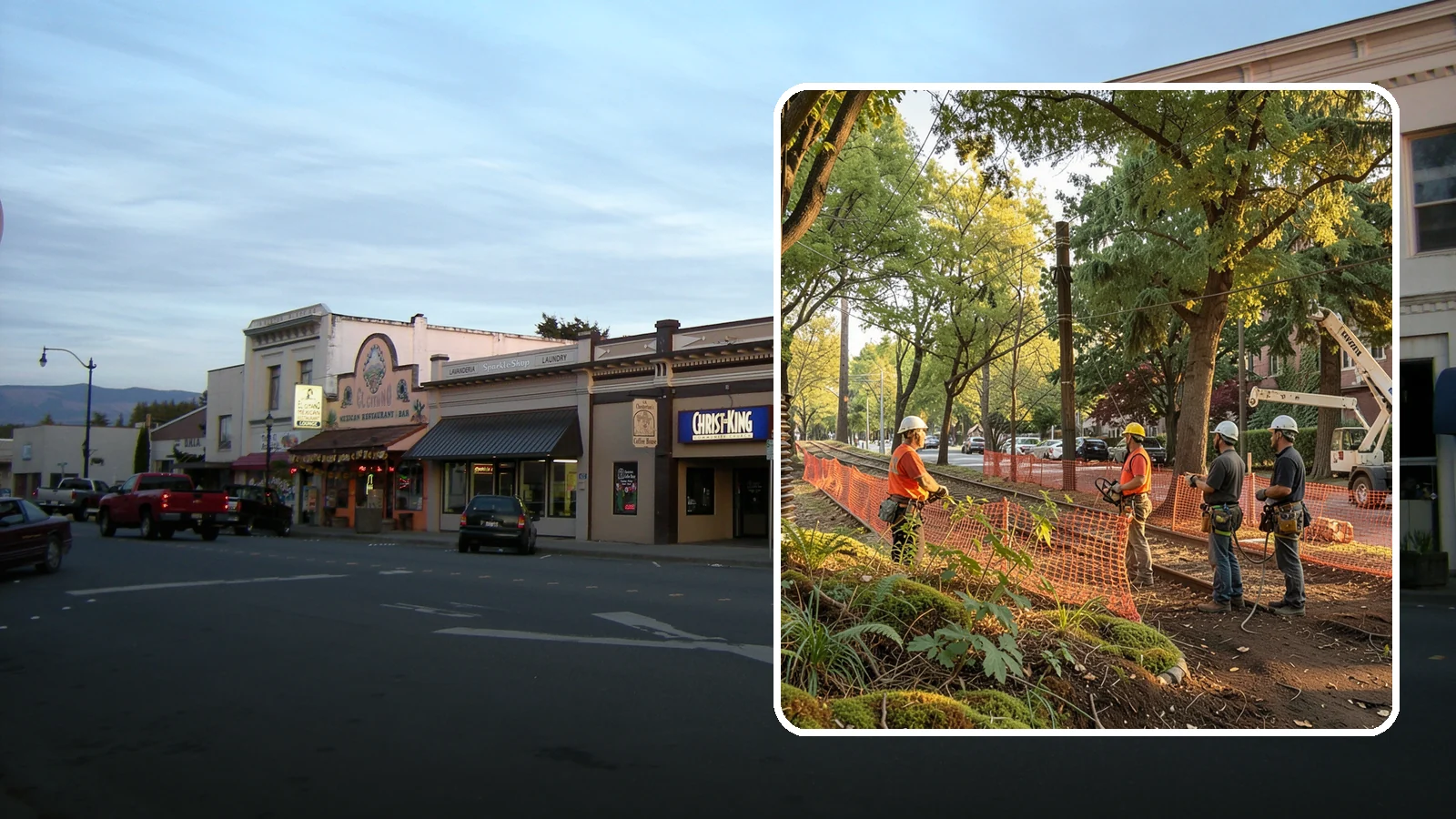 Construction tree protection fencing in Burlington, Skagit County, WA - The installation of protective fencing around tree protection zones.