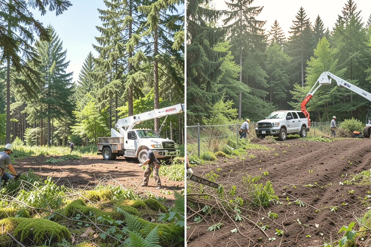 Construction tree protection fencing in Burlington, Skagit County, WA - Identify trees to retain and their protection zones