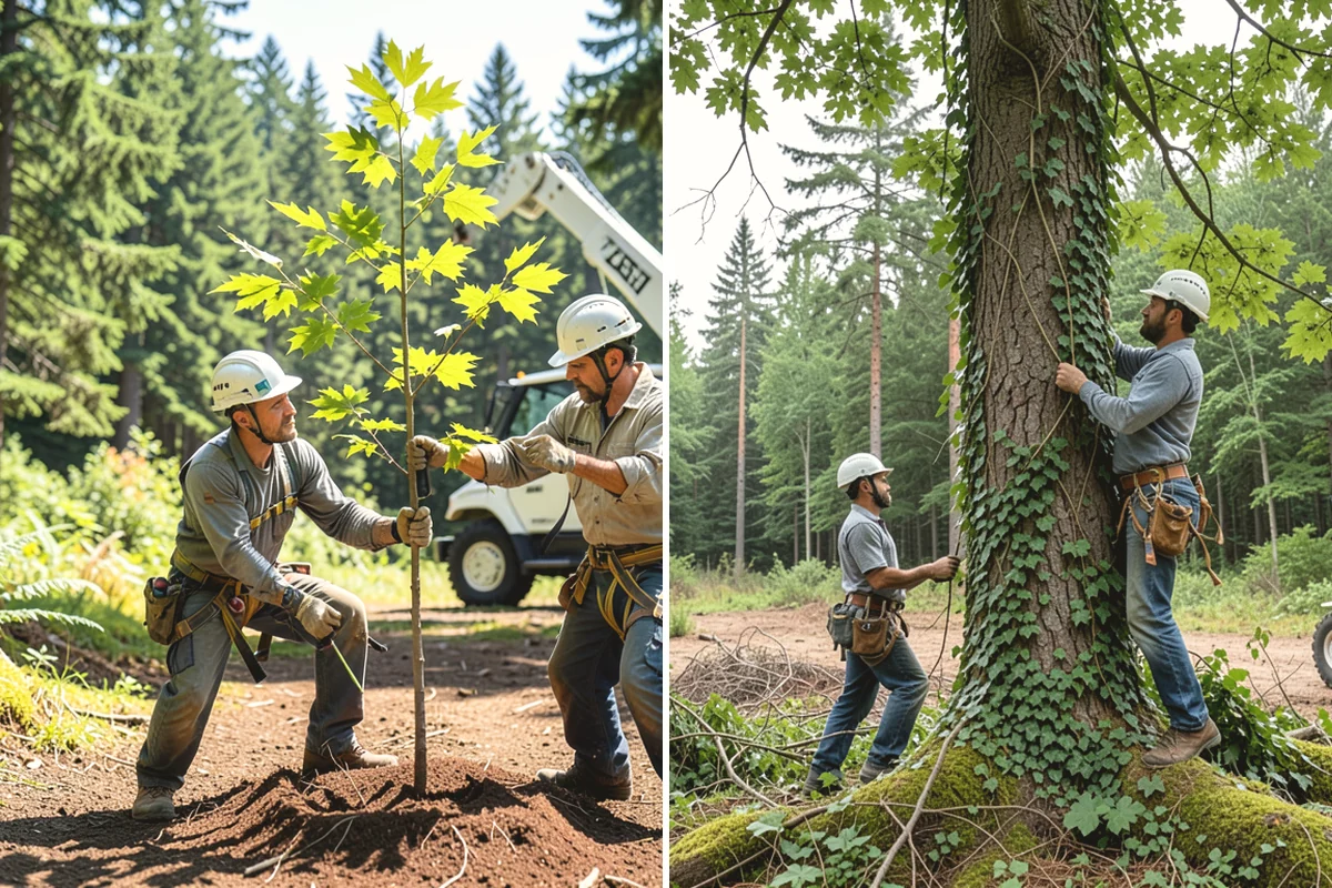 Construction tree protection fencing in Carbonado, Pierce County, WA - Identify trees to retain and their protection zones