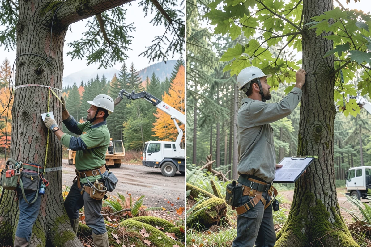 Construction tree protection fencing in Coupeville, Island County, WA - Identify trees to retain and their protection zones