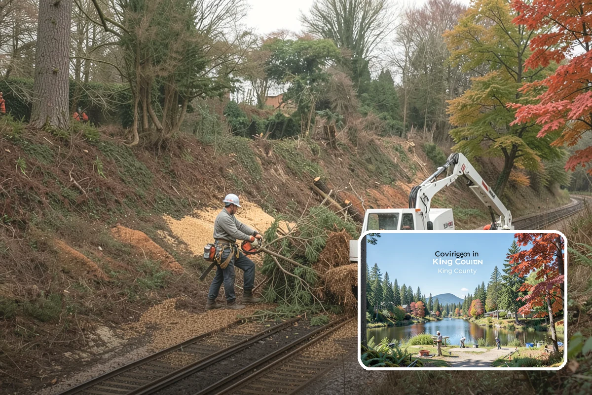 Construction tree protection fencing in Covington, King County, WA - Protects valued trees during projects