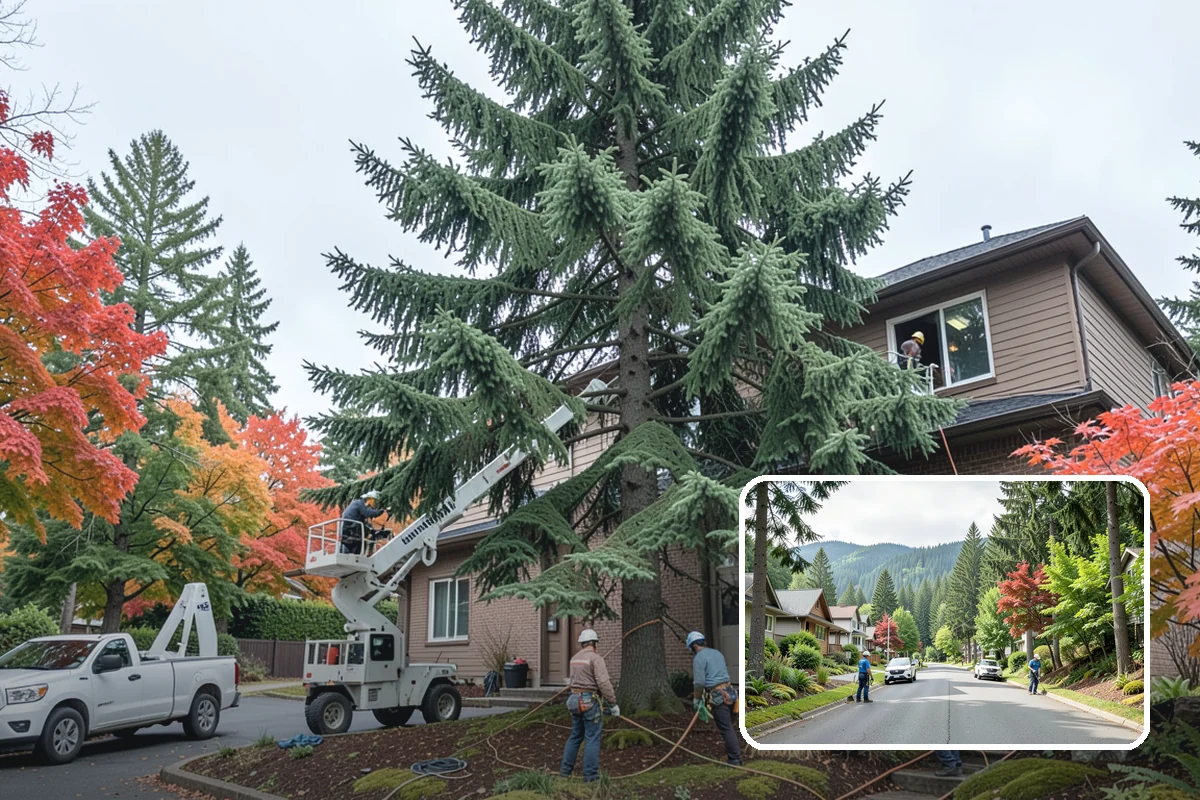 Construction tree protection fencing in Darrington, Snohomish County, WA - Protects valued trees during projects