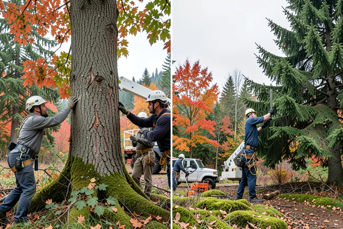 Construction tree protection fencing in DuPont, Pierce County, WA - Identify trees to retain and their protection zones