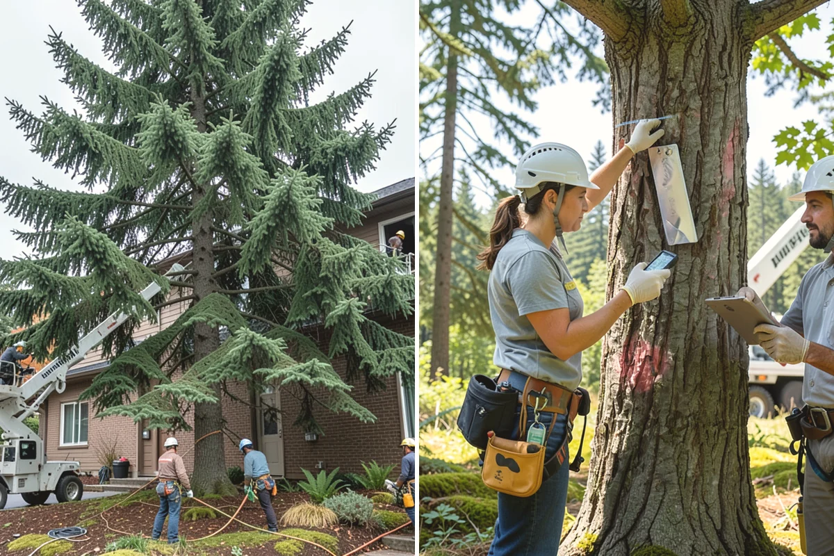 Construction tree protection fencing in Duvall, King County, WA - Identify trees to retain and their protection zones