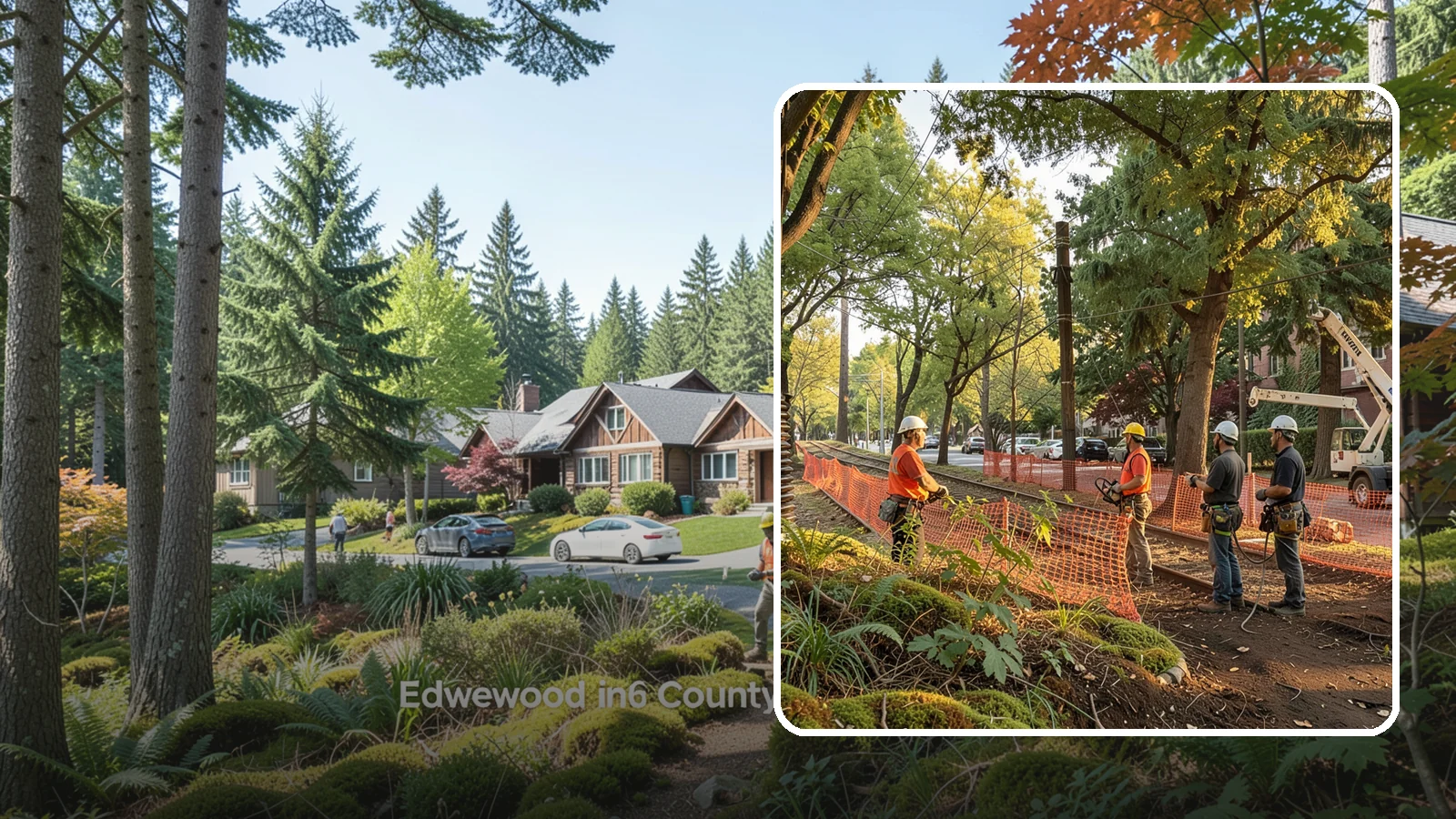 Construction tree protection fencing in Edgewood, Pierce County, WA - The installation of protective fencing around tree protection zones.