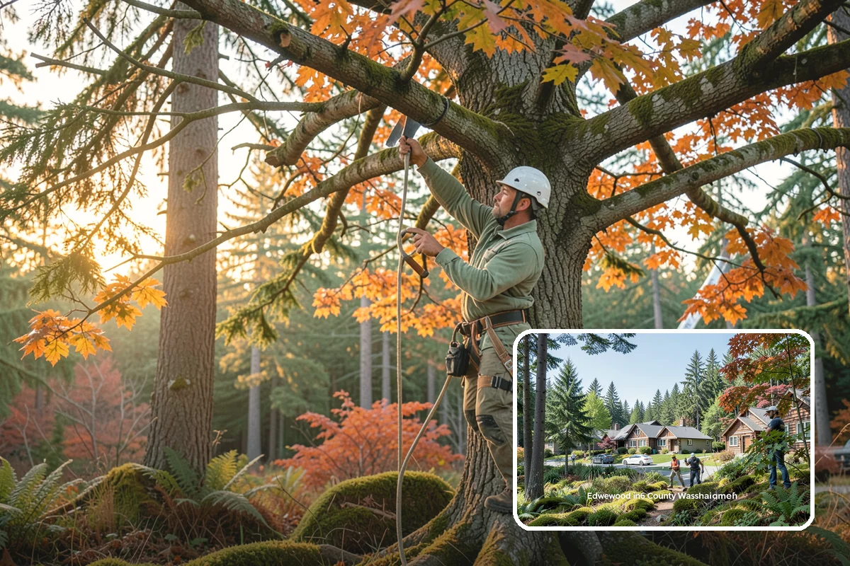 Construction tree protection fencing in Edgewood, Pierce County, WA - Protects valued trees during projects