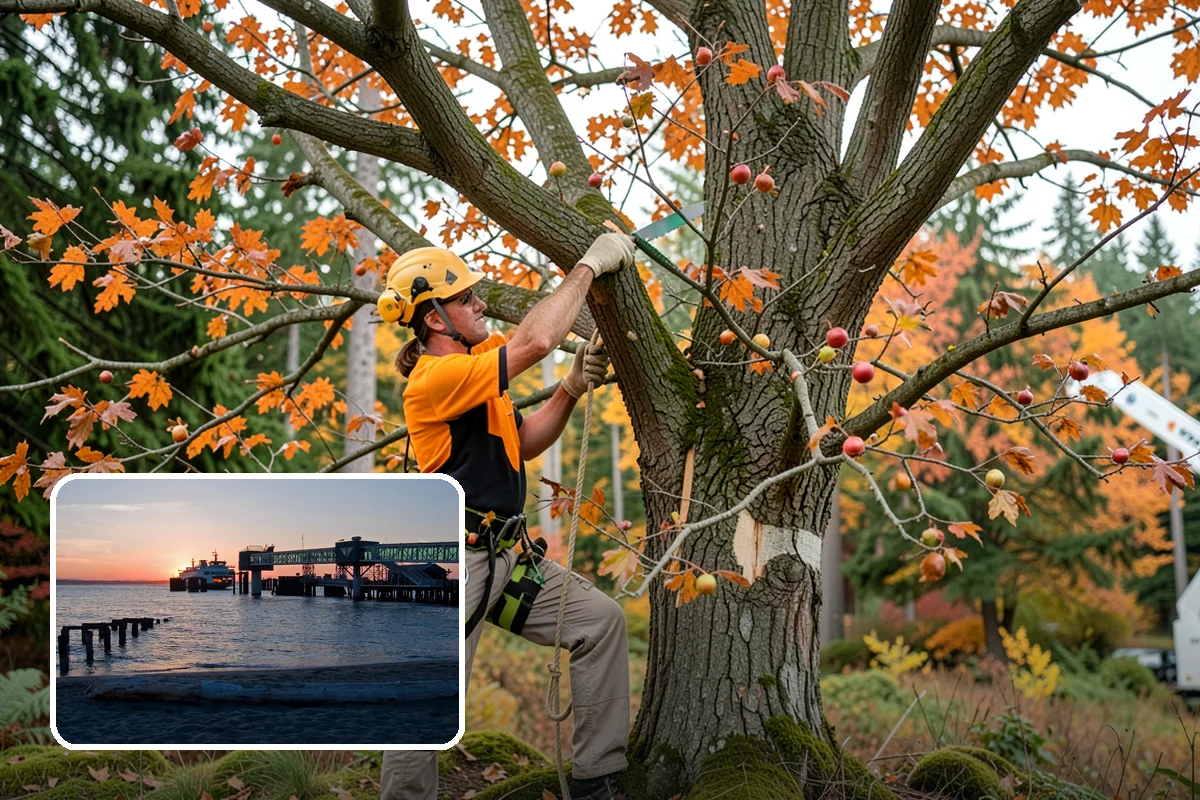 Construction tree protection fencing in Edmonds, Snohomish County, WA - Protects valued trees during projects